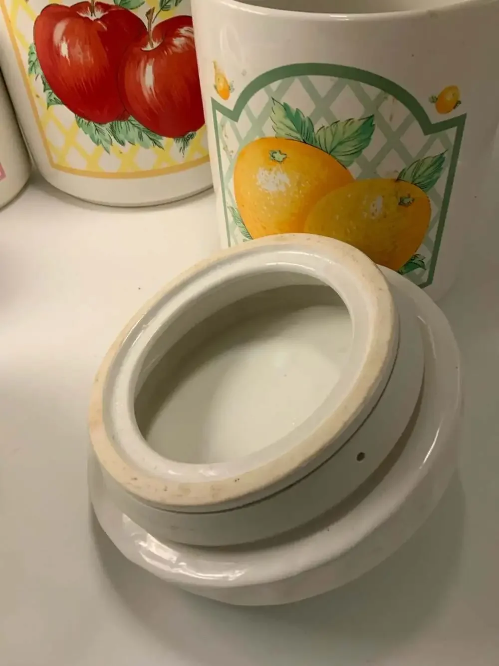 Vintage Himark Taiwan Ceramic Kitchen Canister Set with Fruit Pattern
